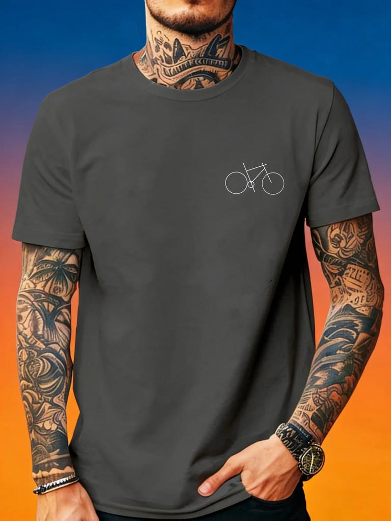 T-shirt Unisex Semplice Linea Singola Stampa Bici sul Petto Cotone Girocollo Manica Corta Amante del Ciclismo Casual Estiva Quotidiana Top Base