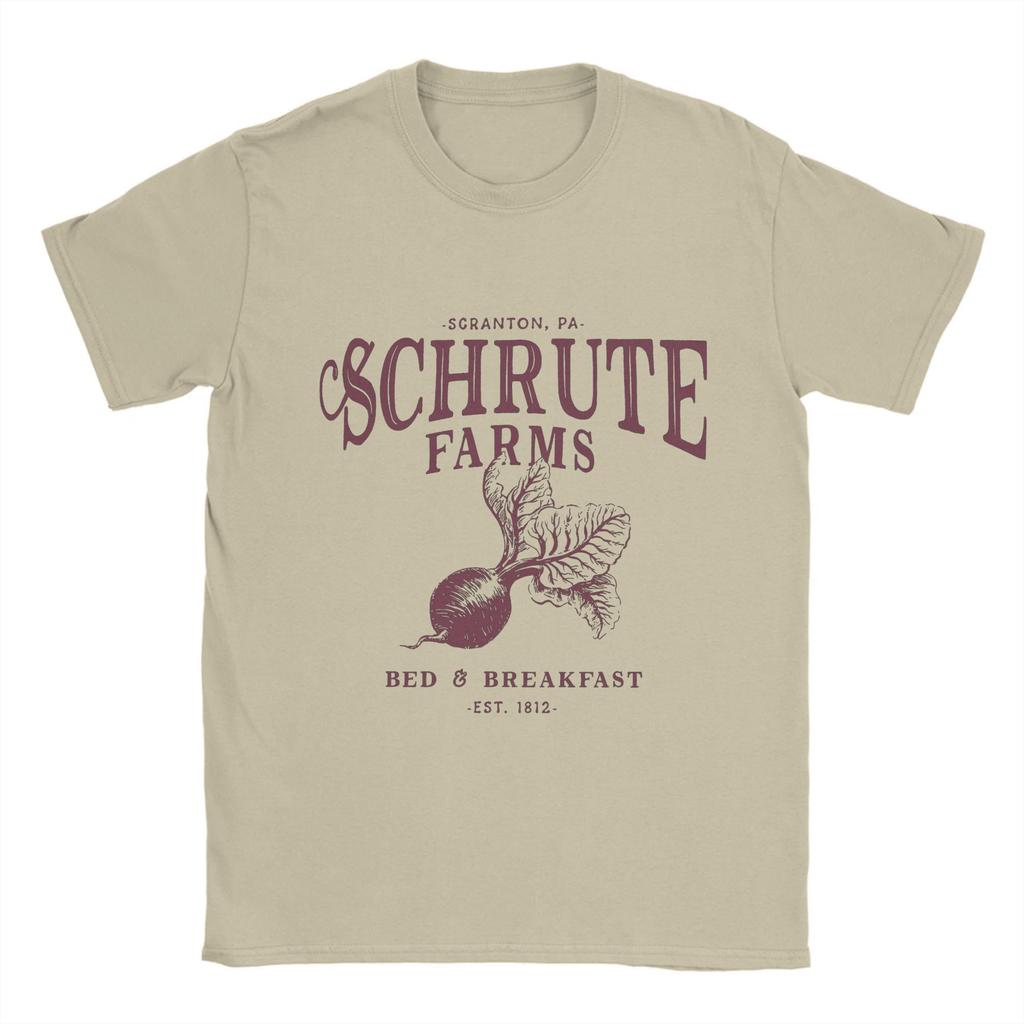 Fashion The Office   T-Shirt for Men Round Collar Pure Cotton T Shirts Schrute Farms Short Sleeve Tees Gift Idea Clothes