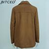 BITCED Spring Ladies' Vintage-Inspired Loose-Fit Pocket Suede Long-Sleeved Blazer