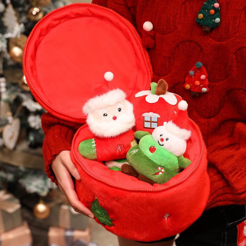 Weihnachts-Versteckspiel-Puppe: Schneemann & Baum Plüsch Geschenktasche