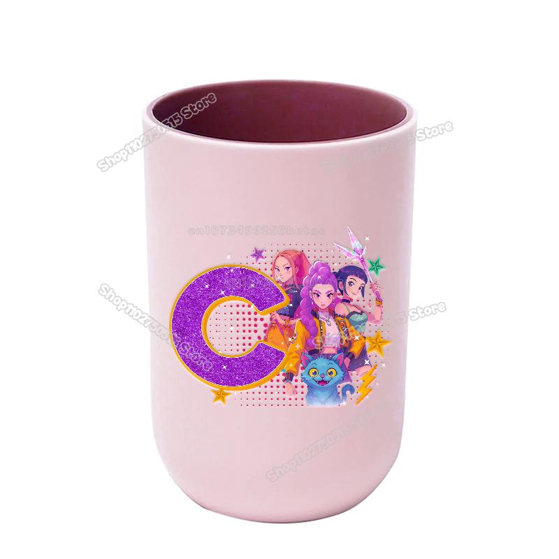KPop Dämonenjäger Buchstabe A-Z Kinder Zahnbürstenbecher Rumi Mira Zoey Mädchen Mundspülbecher Trinkbecher Badezimmer Zahnbürstenhalter