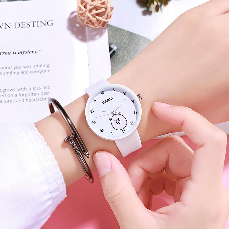 Children'S Watches For Students, Jelly Pink Quartz Watches For Junior High School Students, Starting With Silicone Straps
