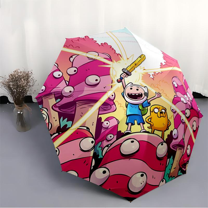 1pc Adventure Time Finn and Jake Automatic Folding Umbrella - Sturdy 8-Rib Polyester Canopy,Sun-Defying Travel Companion Yy251023129