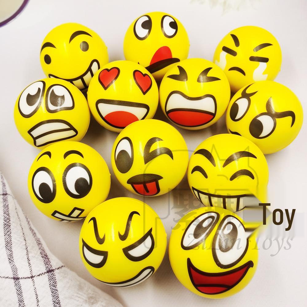 Jucărie Bilă Decompresie 63mm Față Zâmbitoare Emoji Galbenă din Spumă PU