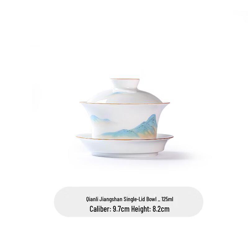 Blue Print Oriental Sancai Stoneware Gaiwan