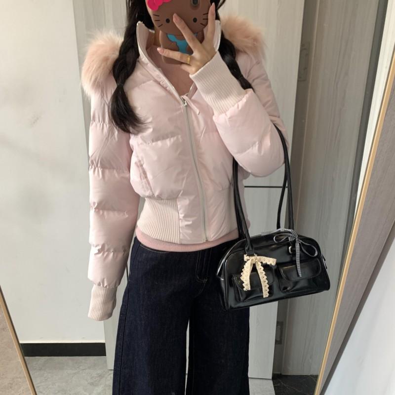 Cappotto invernale da donna in cotone con colletto in pelliccia sintetica, vestibilità slim, spesso, caldo, con cappuccio, parka