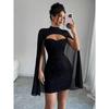 Elegant Polyester Knit Short Dress With High Waist For Business And Casual Wear
