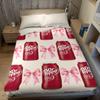 Dr Pepper Bow Print Flannel Blanket Warm Soft Halloween Christmas Couch Warm Cozy Decorative Decor Gift for All Season