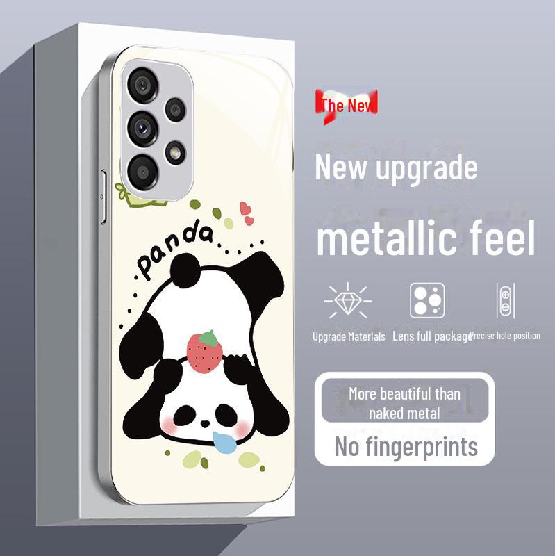 Suitable for Samsung S10/S20 Ultra Cute Panda Liquid Glass Case - Fun National Treasure Design, Anti-Fall Protection