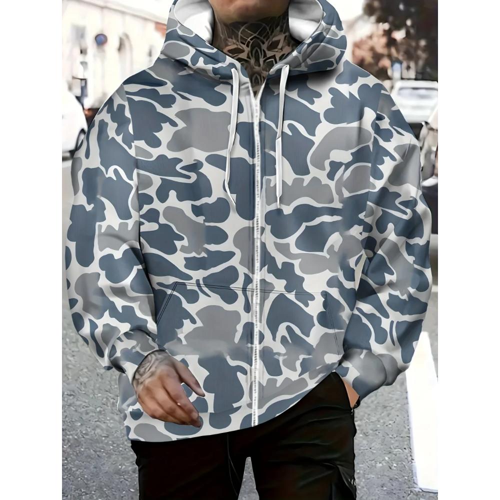 Heren Camouflage Veelzijdig Comfortabel Rits Hoodie Casual Losse Hoodies Sweatshirts Heren