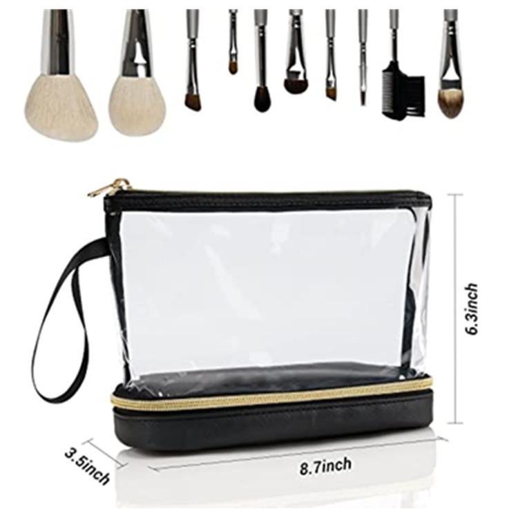Double Layer Clear Waterproof Zipper Cosmetic Bag Travel for Bag Transparent PVC Accessories Pouch Organizer