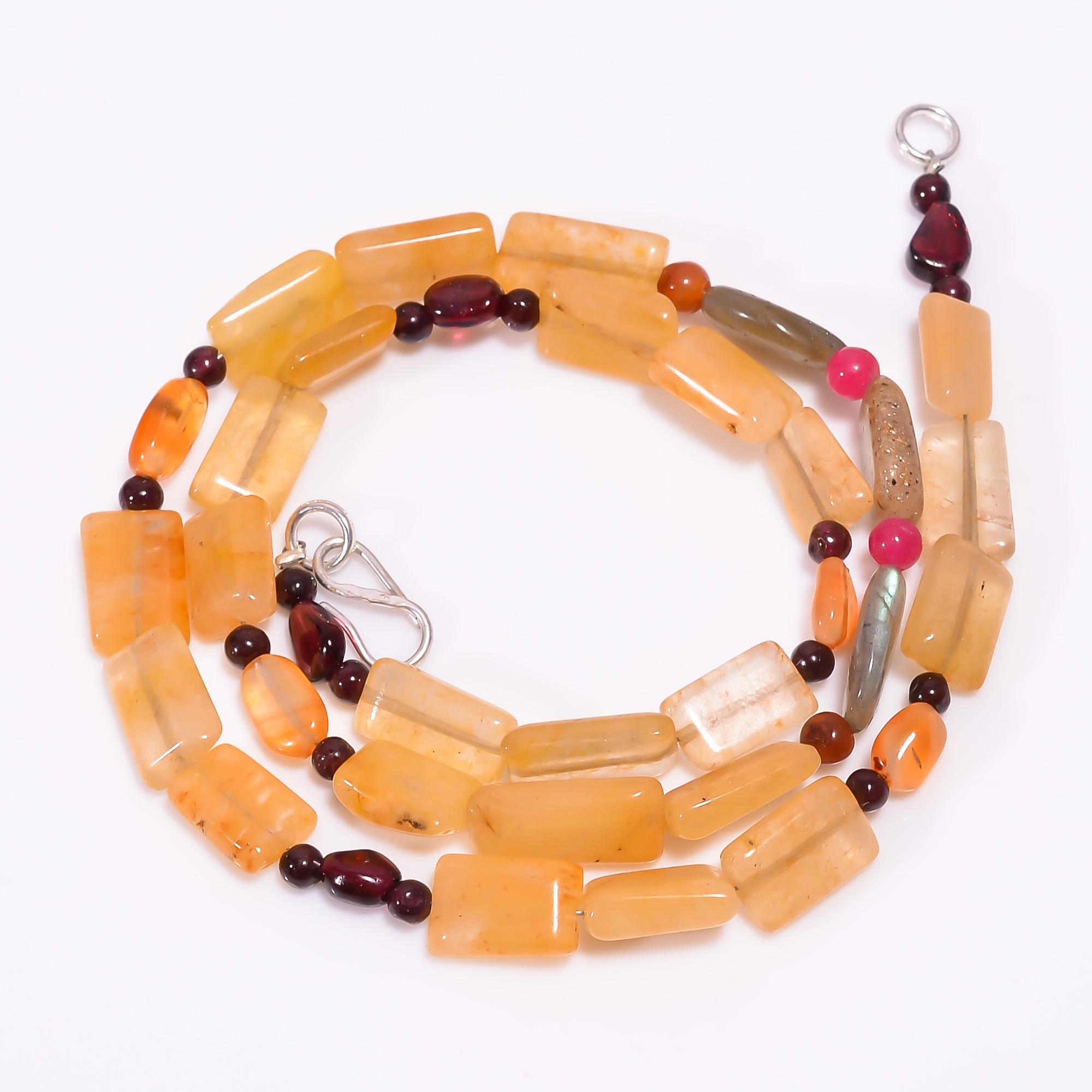 

Natural Yellow Aventurine Garnet Carnelian Beads Necklace 3-14 mm 18 UB-8083 UB-8083