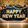 Happy New Year Banner Balloon Decor New Year Banner Photo Backdrop Navy Background Holiday Banner For Holiday Celebration Office