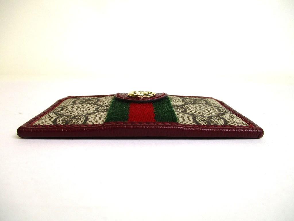 Authentic GUCCI Ophidia Bordeaux Leather Business Card Case #b153  Open box