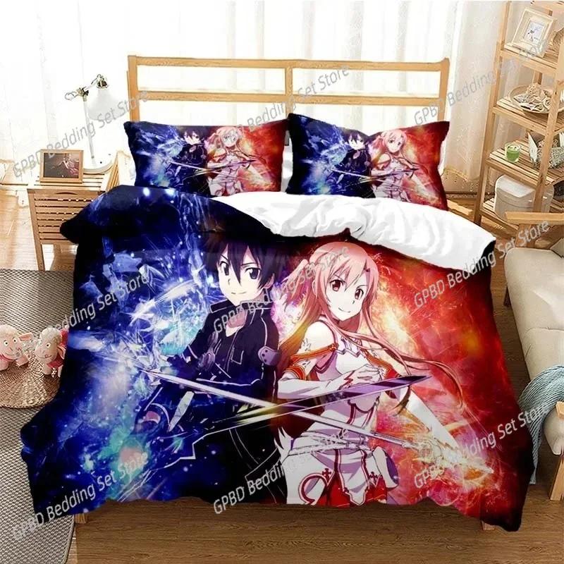 Cartoon Asuna Sword Art Online Bedding Set Single Twin Double Queen King Cal King Size Bed Linen Set