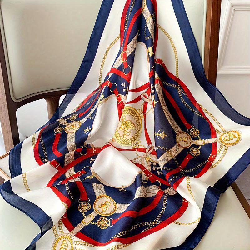 Luksuriøst 70 cm firkantet skjerf i simulert silke for kvinner Hijab Hårbånd Halsklede Dame Sjal Bånd Hodebånd Mote Wraps Bandana