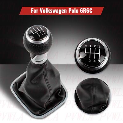 Für VW Polo 6R 6C Limousine Schrägheck 2011 2012 2013 2014 2015 2016 2017 6-Gang Schalthebel Schaltknauf + Schwarze Linie PU-Leder Manschette