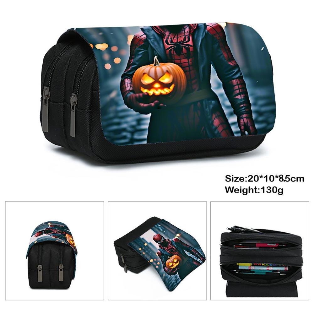 Spider-Man Double Oxford Cloth Pencil Bag Simple Large Capacity Double Pull Pencil Bag Primary School Student Portable Zipper Stationery Bag