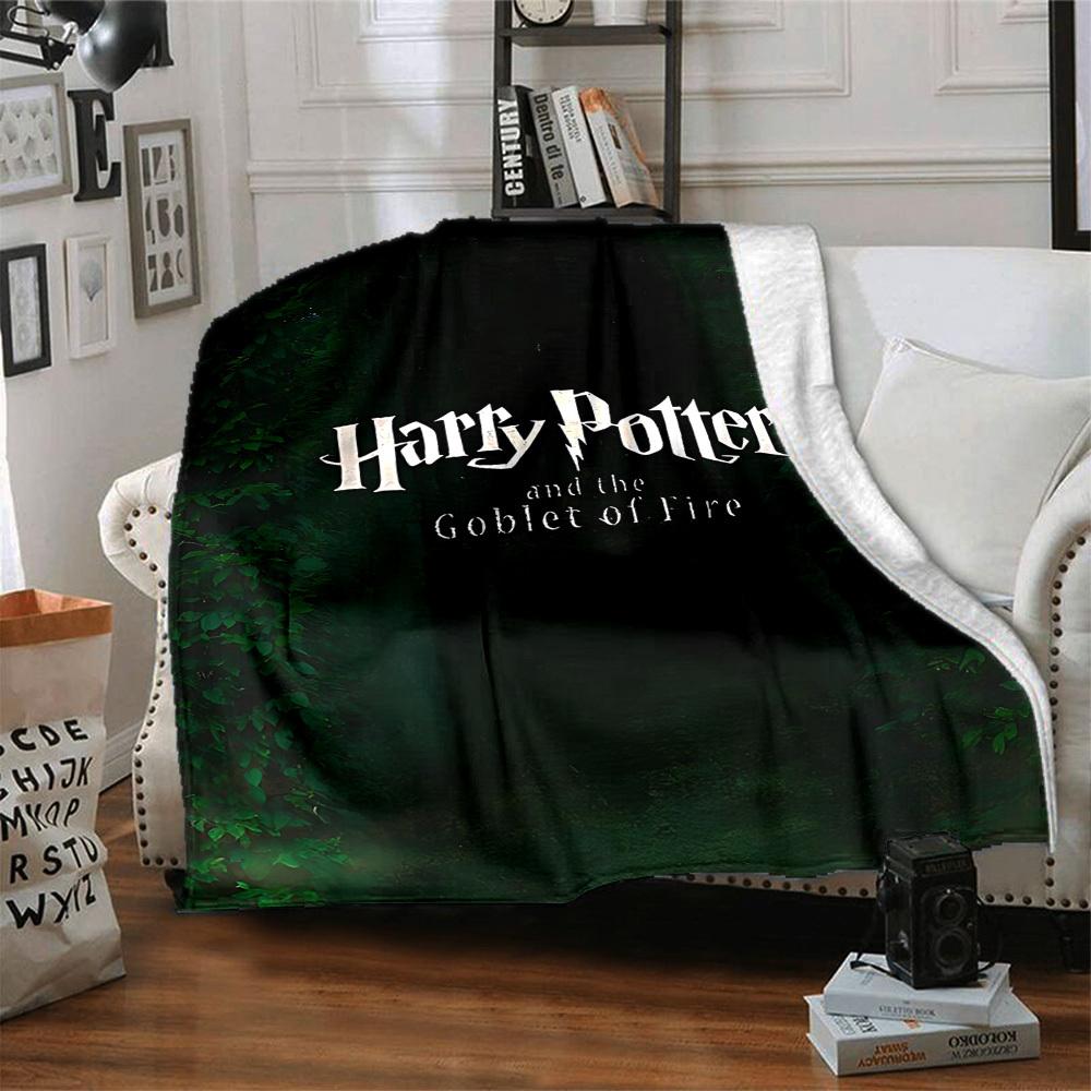 1pc Harry Potter Flannel Throw Blanket - HD Printed Lightweight Soft Warm All-Season Blanket for Sofa, Bed, Travel, Camping 034