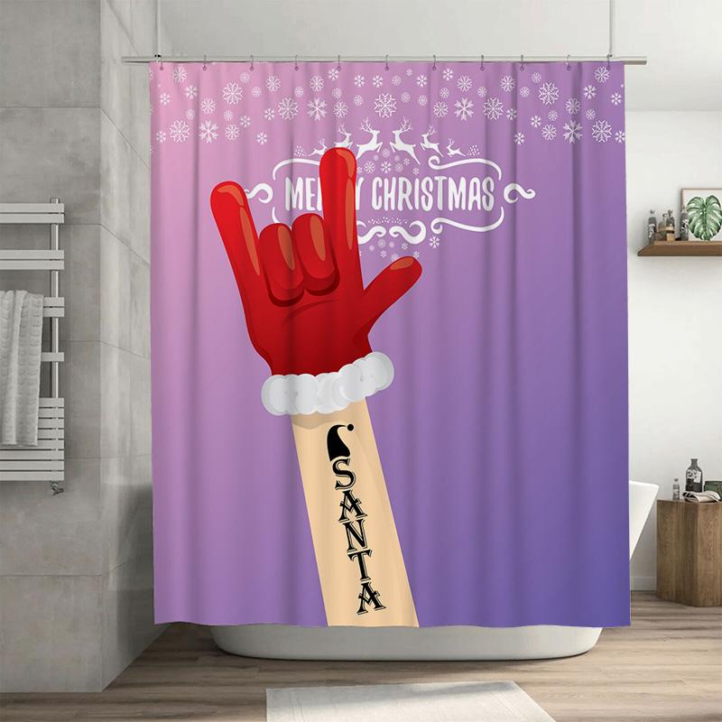 

Tu Festive Christmas Shower Curtain Holiday Santa Claus Pattern Waterproof Bathroom Decor Xmas Home Textile Holiday Gift Holiday W60H190(CM)-1 Pcs