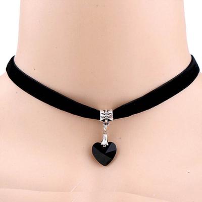Lady Girl Punk Gothic Hollow Out Heart Choker Velvet Collar Naszyjnik Biżuteria