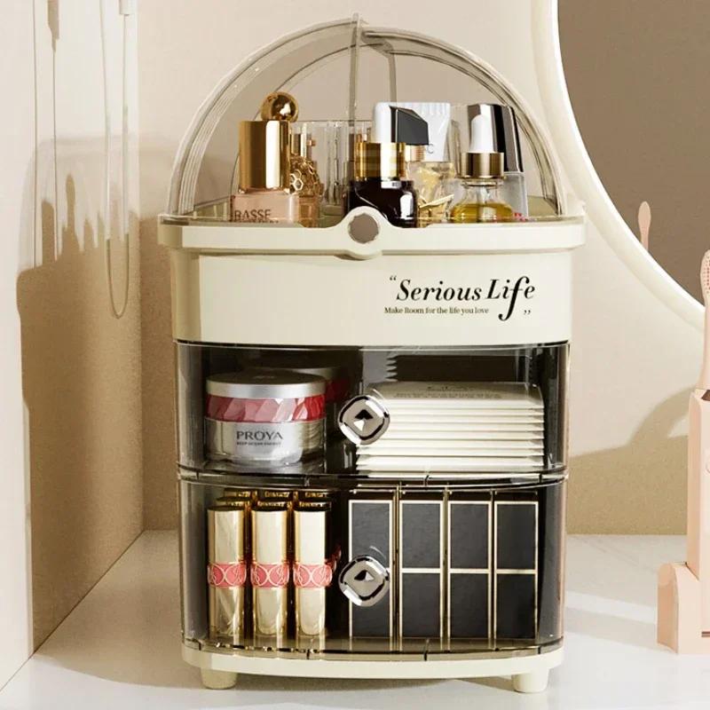 New Cosmetics Storage Box Large Capacity Skin Care Products Storage Box Desktop Lipstick Box Shelf Crack Dust Box