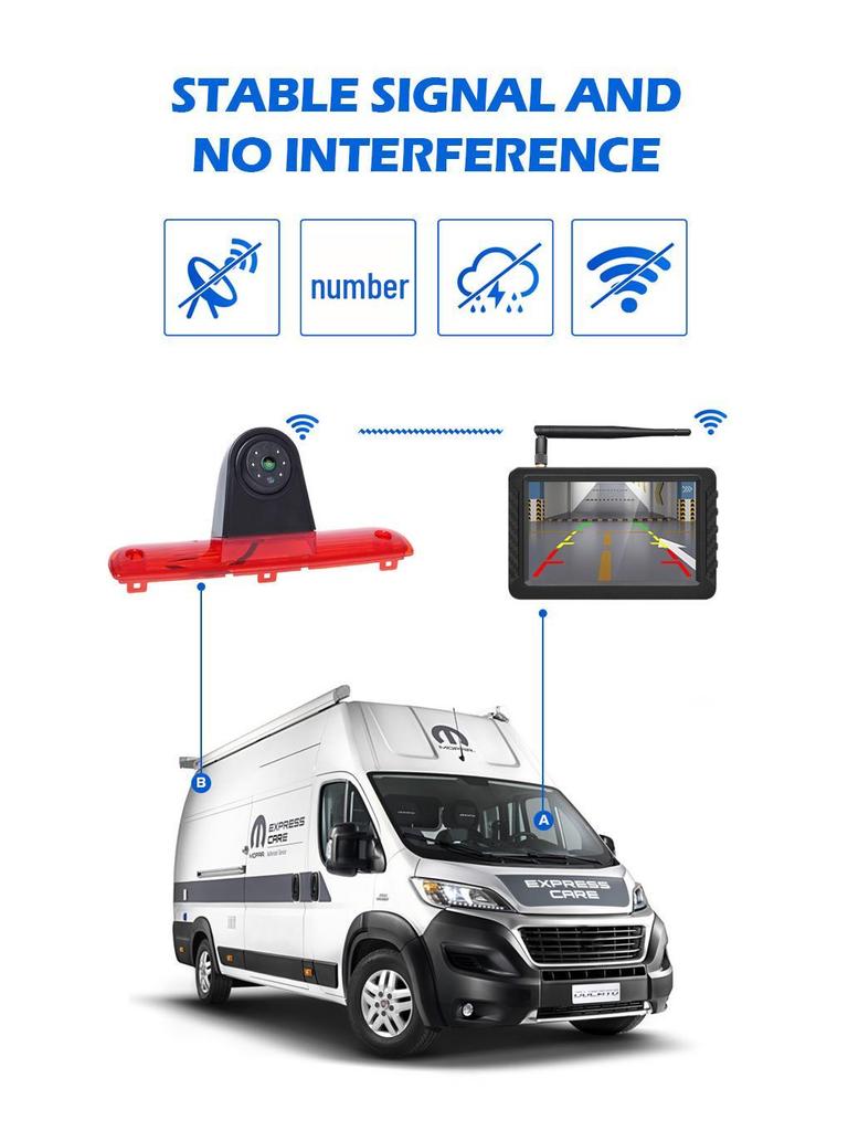 5" Wireless WiFi Brake Light & Reverse Camera Kit for Fiat Ducato