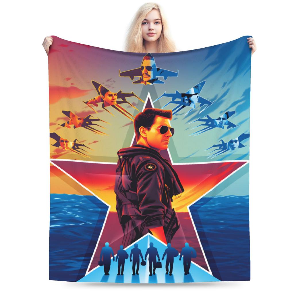Top Gun Sign Tom Cruise Fighter Blanket Soft Pattern Plush Bedding Throws For Boy Girl Home Decor Flannel Bedspread Bed Cover