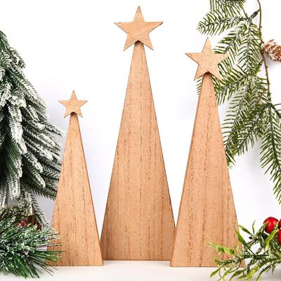 1 Ensemble Artisanat Décoratif Bois Ornement Créatif Rustique Bureau Festif Noël Arbre Fait Main Durable
