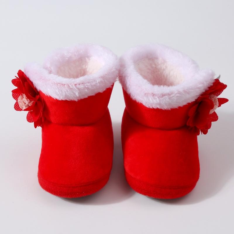 

Младенцы Девочки Хлопковые Ботинки Мягкая подошва Теплые Ботинки Цветочный Декоративный 14 красный