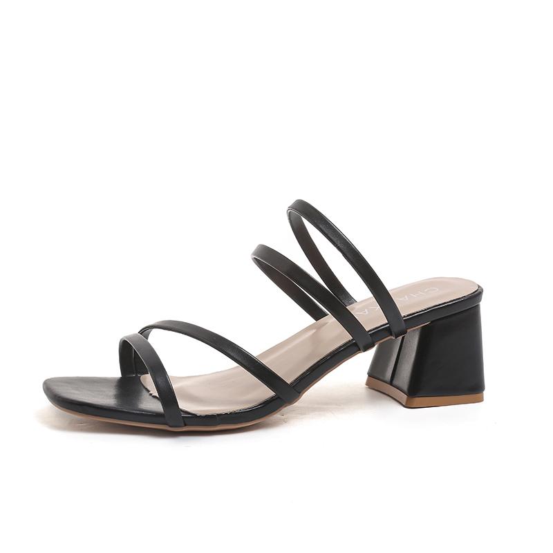 Fashion 2025 Summer Women's Sandals Casual Female Slippers Fashion Sexy Female Shoes Square Heel Open Toe Ankle Strap Sandals Sandalias
