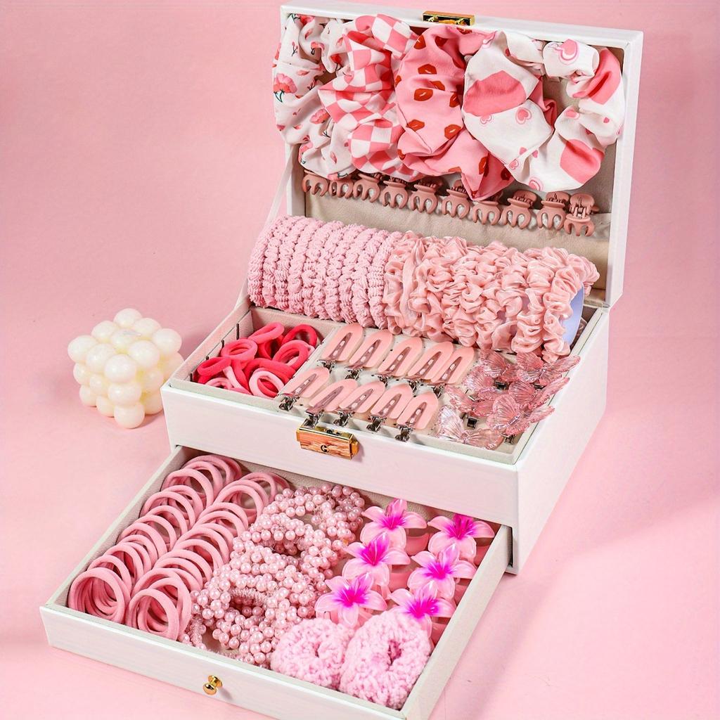 144pcs Hair Accessory Set - Includes Large Fabric Scrunchies & Clips, Perfect for Daily Wear & Gifts, Shower & Makeup Essentials (without Box)