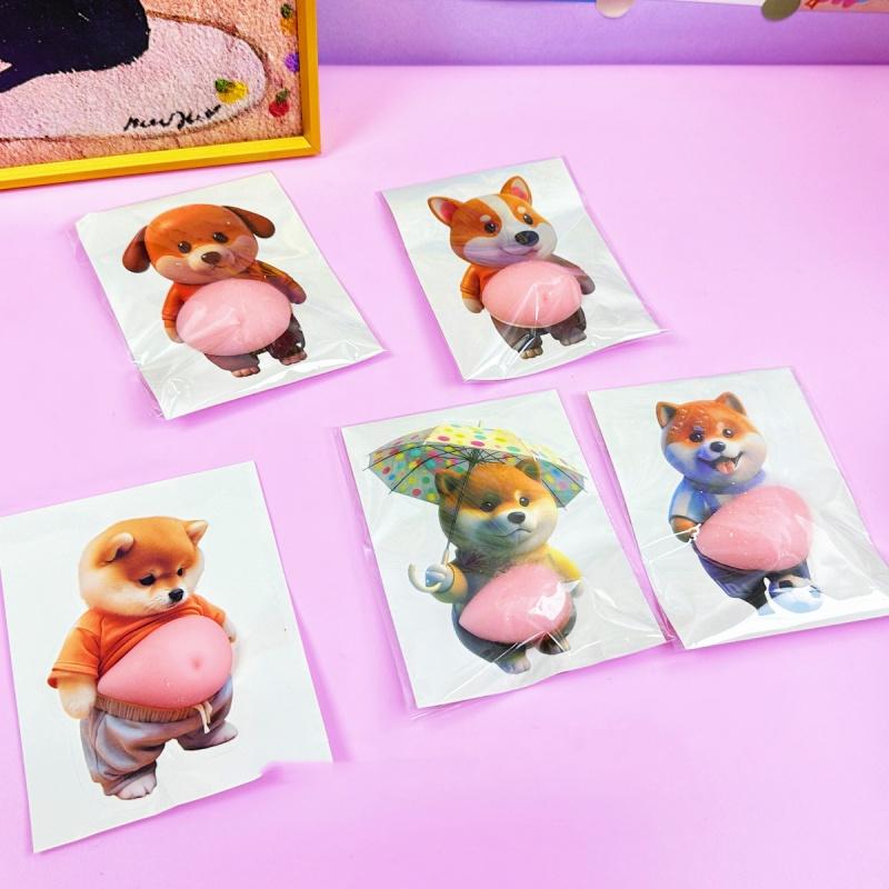 2 ks 3D nálepky na štípání břicha Kreativní kreslené nálepky na auto proti kolizi PP nálepka na zadek Dekorace psa Shiba Inu