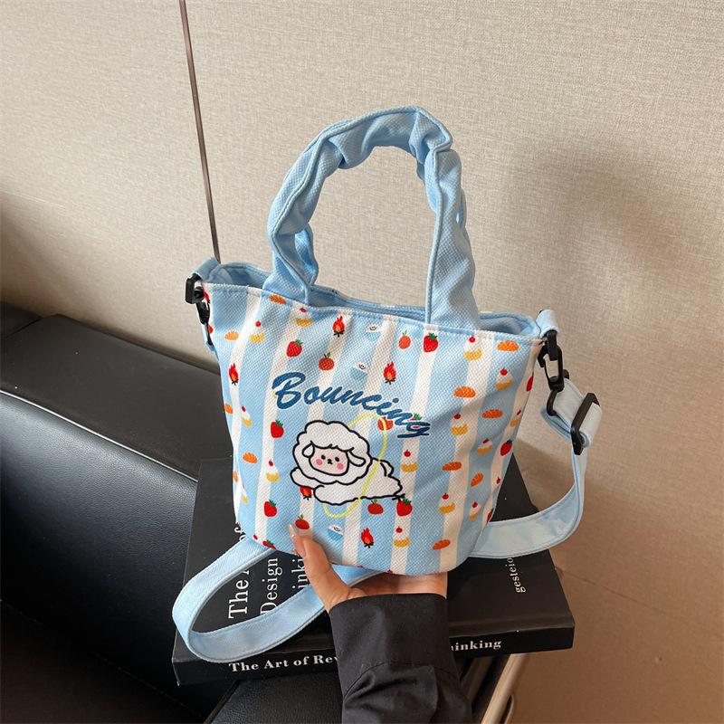 

2025 new Korean cute portable bucket bag fashionable small fresh simple casual high value shoulder messenger bag синий