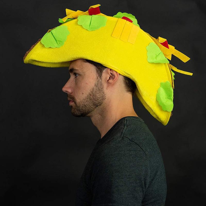 Mini Mexican Taco Headband French Fries Hats Men Felt Taco Hat For Adults Fast Food Halloween Costume Prop Unisex Women