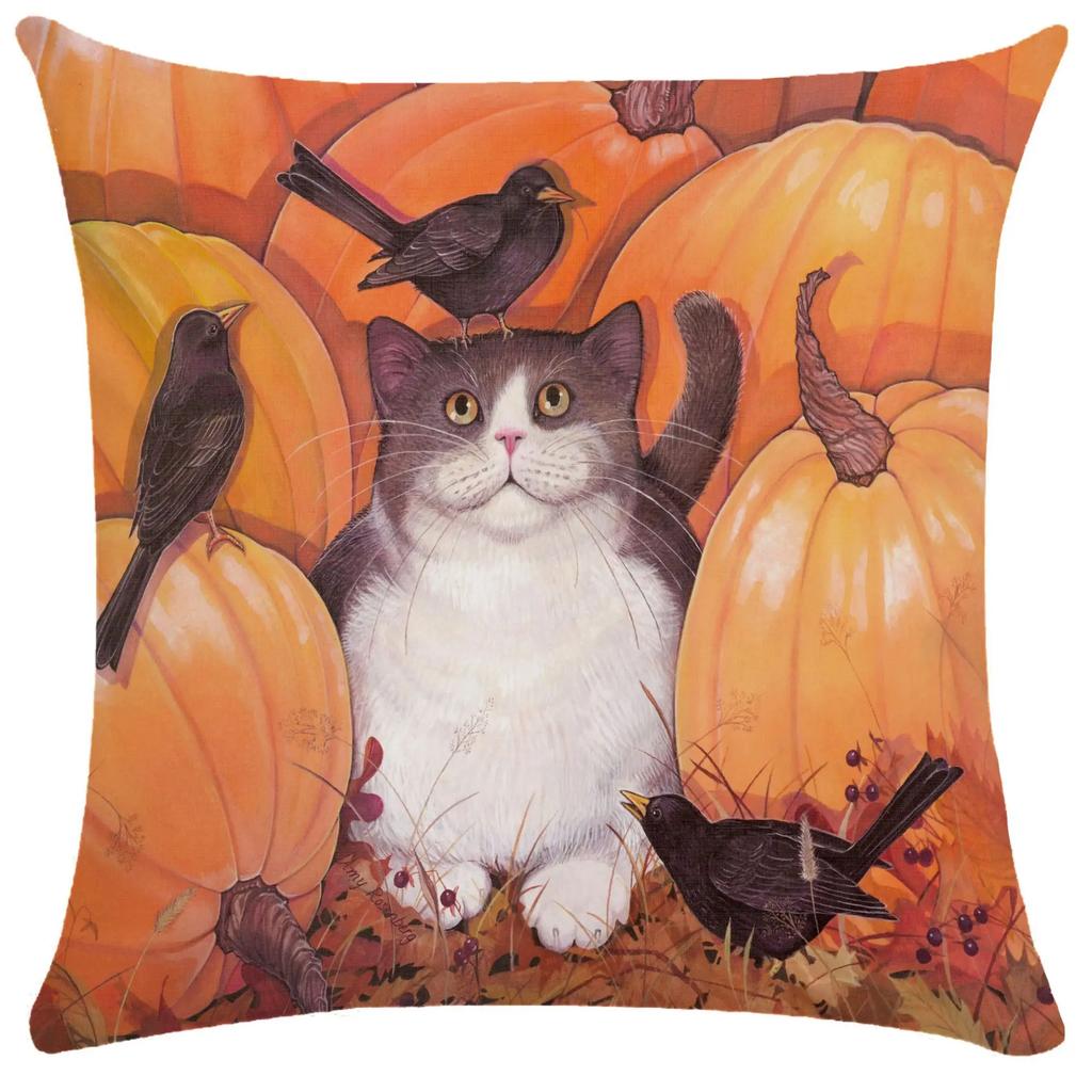 Cute Kitten Pillowcase Funny Cat Painting Throw for Bed Sofa Living Room