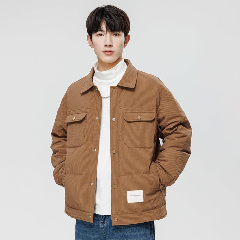 Men's Short Autumn and Winter Lapel Casual Thickened Warm Light Tooling Jacket Men's Clothing