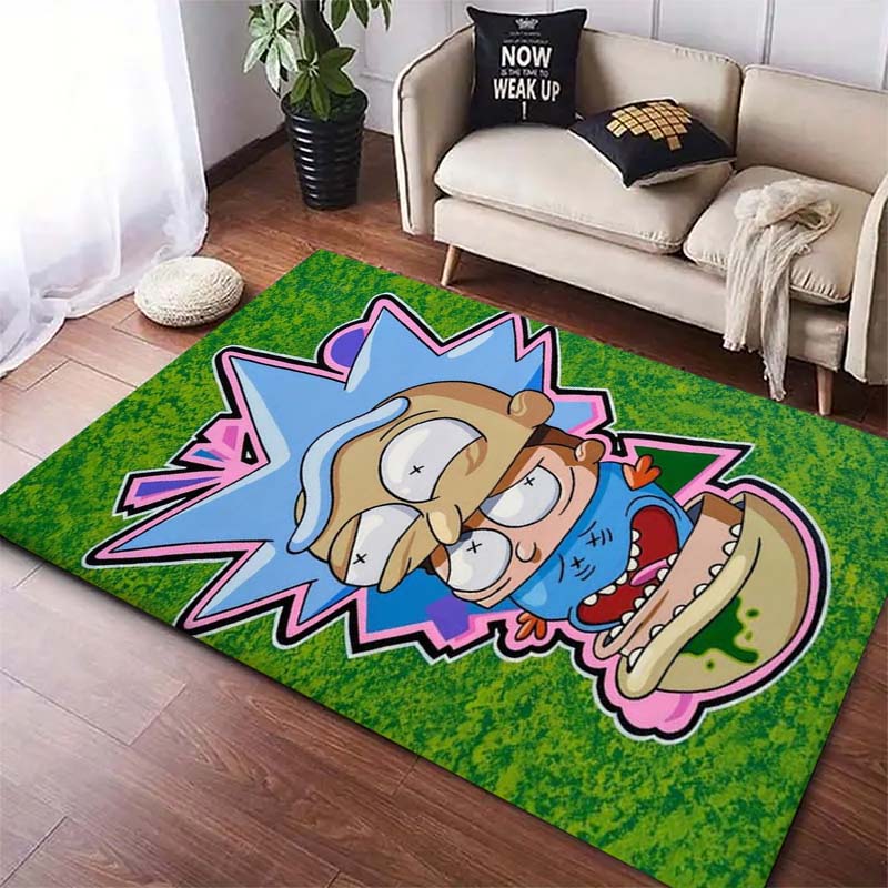 Rick and Morty pattern bedroom, living room, office decorative carpet, family bedroom headboard carpet, door mat, bathroom mat.