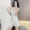 Summer thin women's sexy ice silk suspender shorts spring and autumn lace pajama set nightgown silk loungewear
