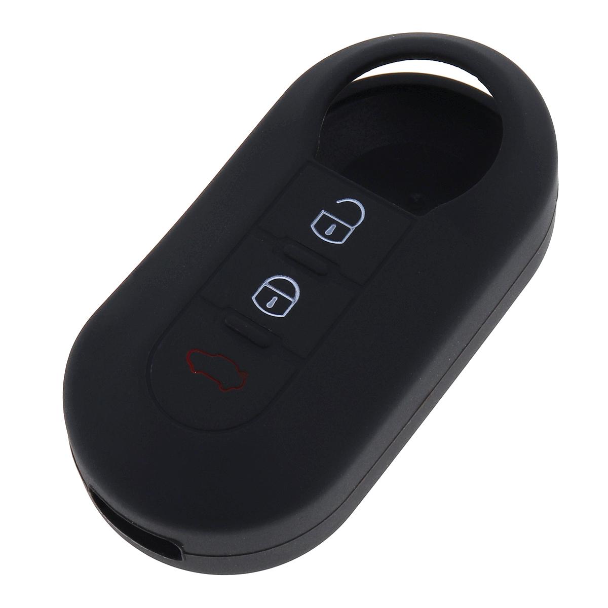 

6 цветов, 3 кнопки, силиконовый откидной складной чехол для ключей для Fiat 500 чёрный