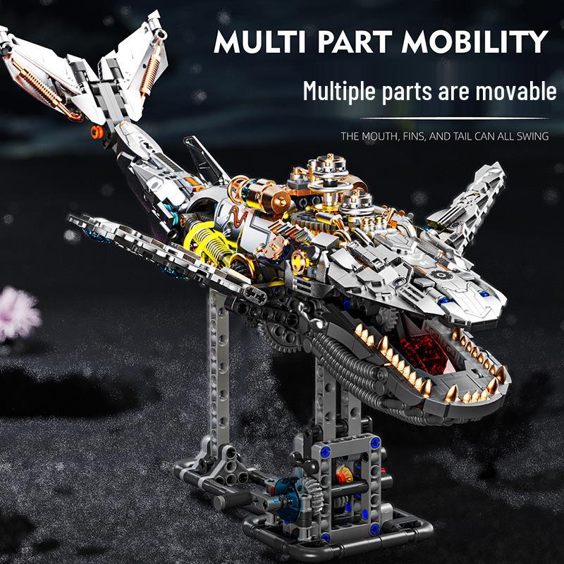 MeiJi 13059 Tier-Modellbausteine: Mechanisches Wal, Hai, Dinosaurier, Papagei, Gottesanbeterin Steckbausatz Spielzeug