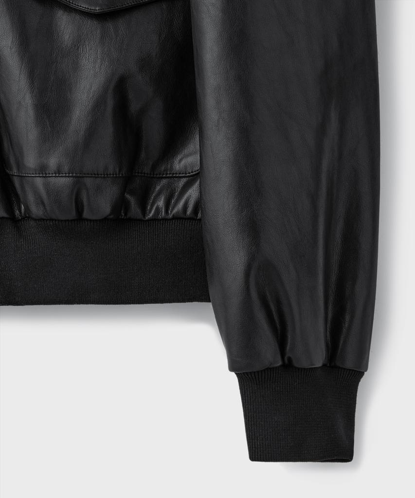 Branded Fake Leather A-2 Jacket [Black]