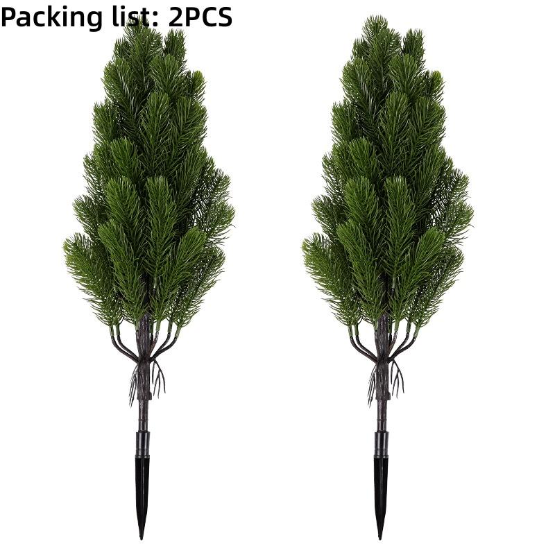 

2pcs Artificial Pine Needle Christmas Trees - Indoor/Outdoor Greenery with Sturdy Black Pointed Base, Mini Holiday Decor 0.55M