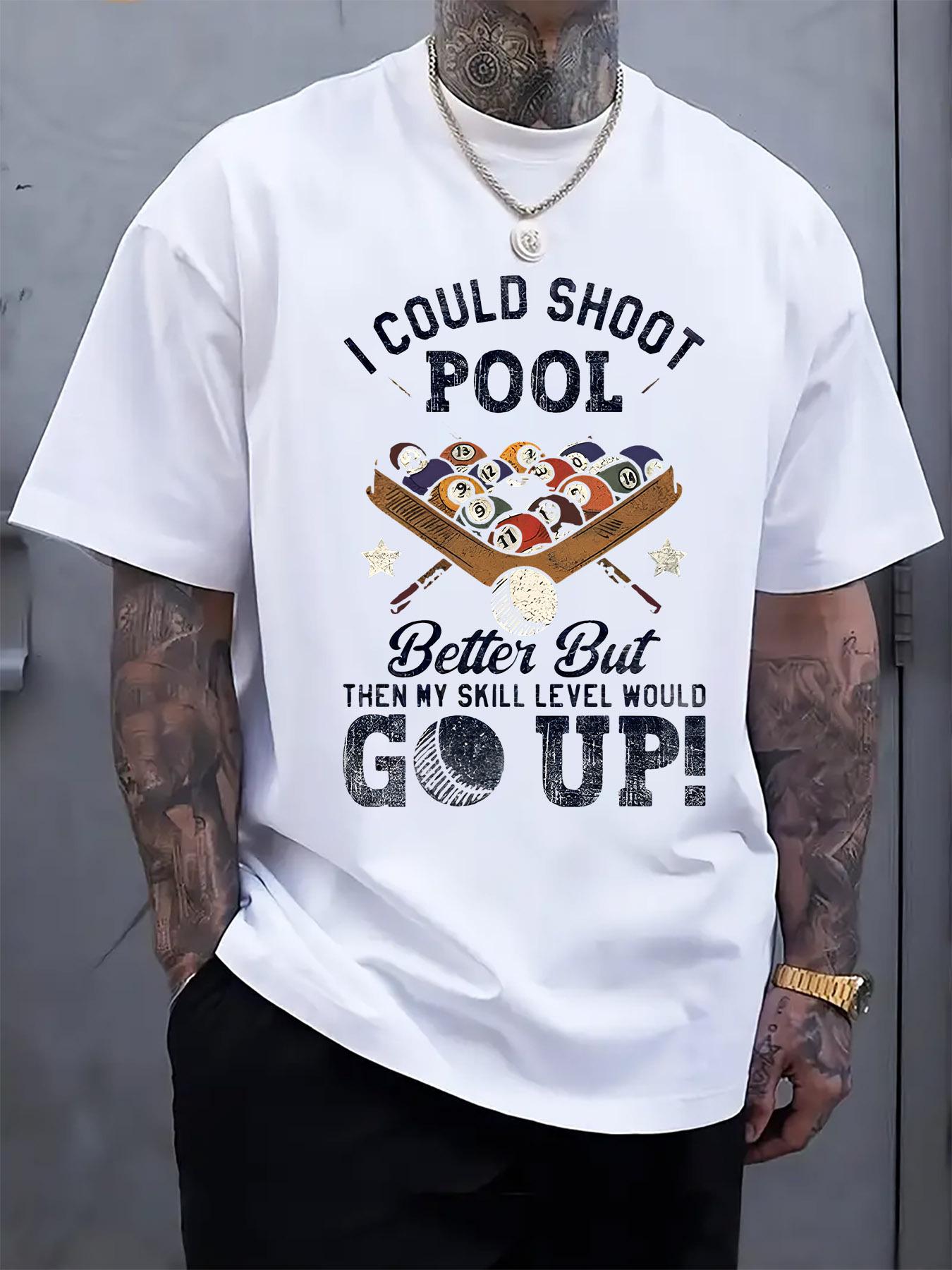 Humorous Billiards Skills Graphic T-shirt - Casual Crew Neck XXXXL