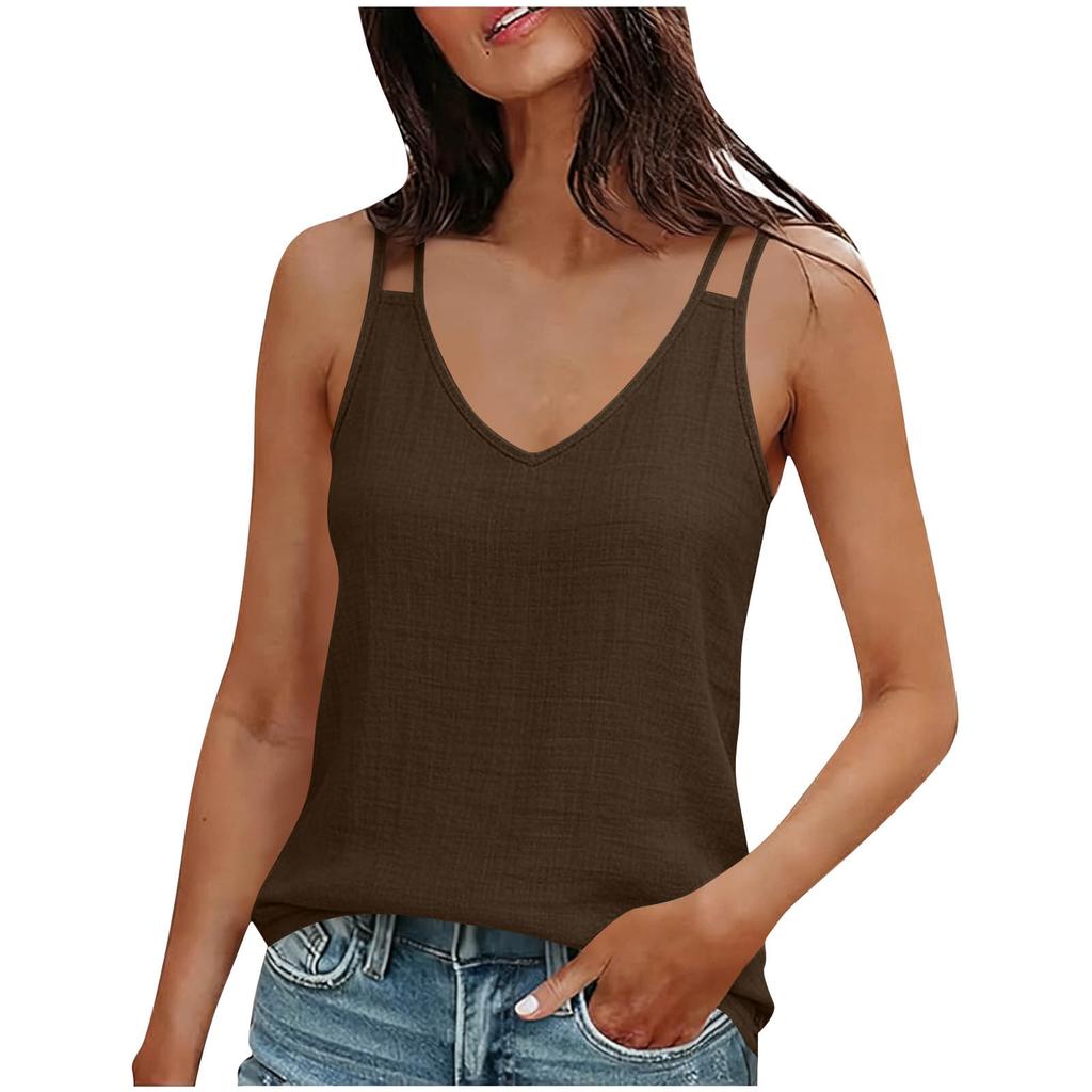Damen Sommer Vintage Baumwolle Leinen Kleine Camisole Unterteil Weste Locker Innere Tops