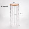 Diamond Pattern Cotton Pad Organizer with Wooden Lid - Multi-Purpose Desktop Storage Box
