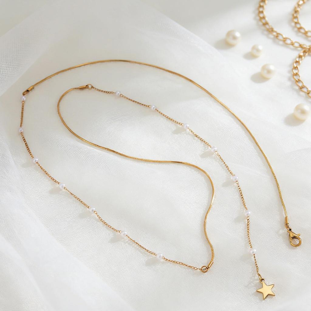 European and American Faux Pearl Geometric Necklace - Versatile Summer Jewelry for Women