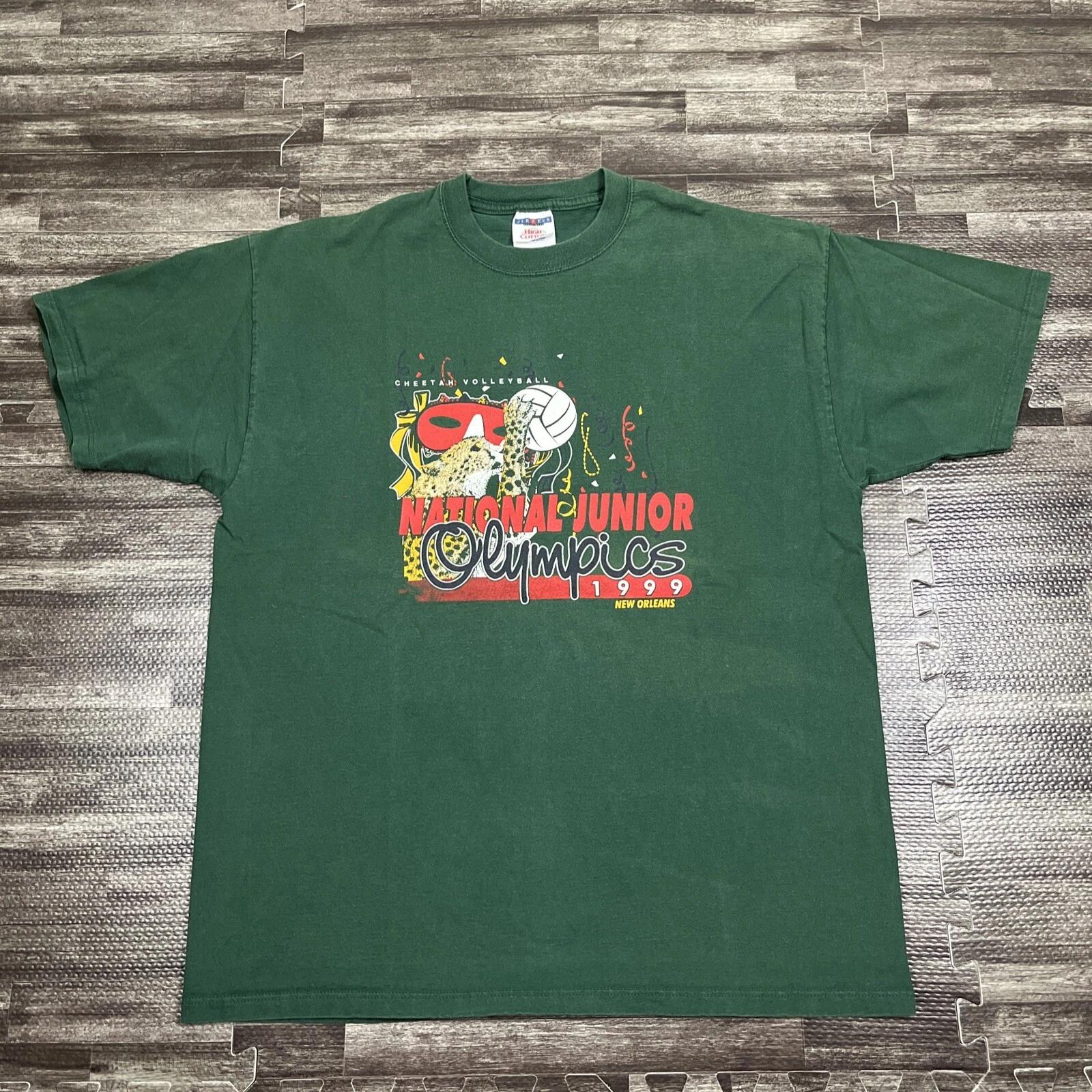 Vintage 1999 National Junior Olympics Volleyball Tshirt Green Large USA Made VTG M