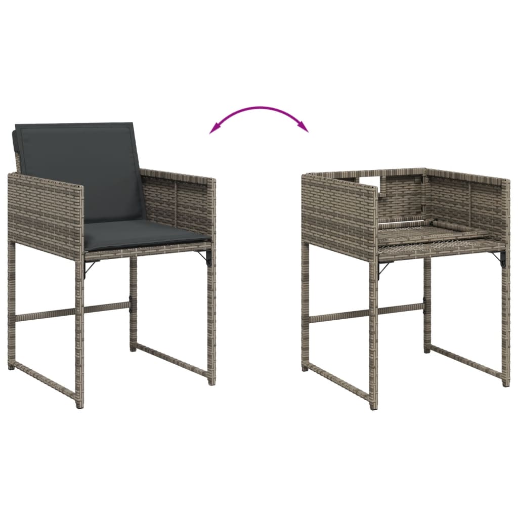 Vidaxl 5-Cz. Garden Furniture Set With Cushions, Grey, PE Rattan
