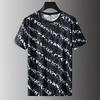 Dibenze Men's Plus Size Ice Silk Printed T-Shirt